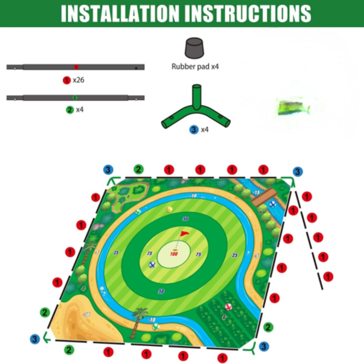 70X70 Inch Golf Chipping Game Battle Golf Extra Large Practice