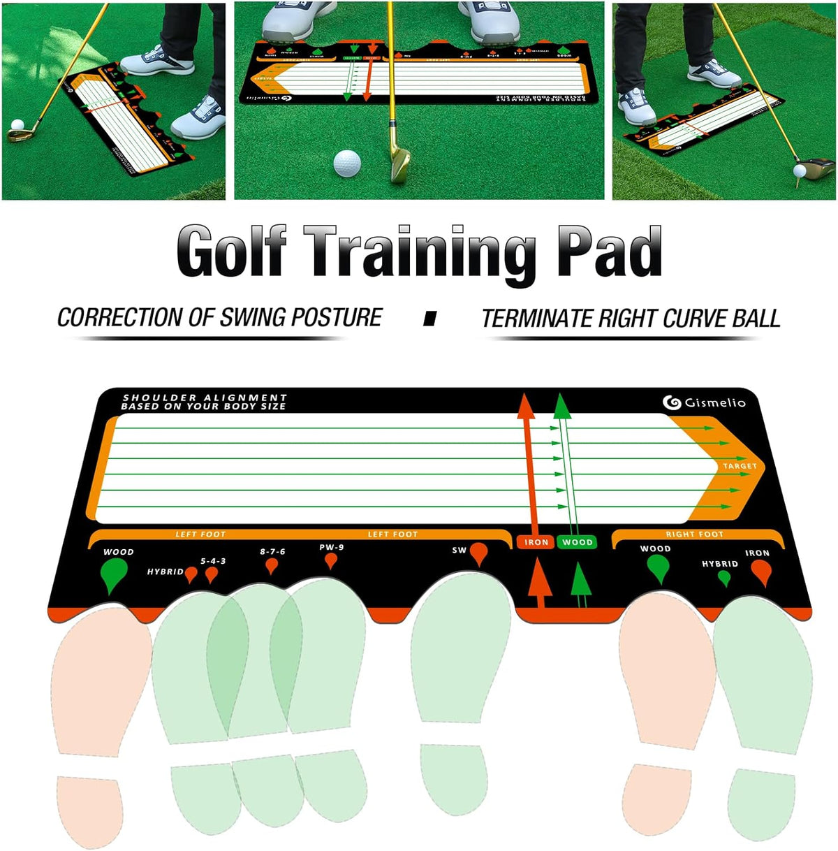 Golf Training Mat for Beginners Posture Assistance and Entry-Level Stance Corrector Trainer with Golf Training Aid
