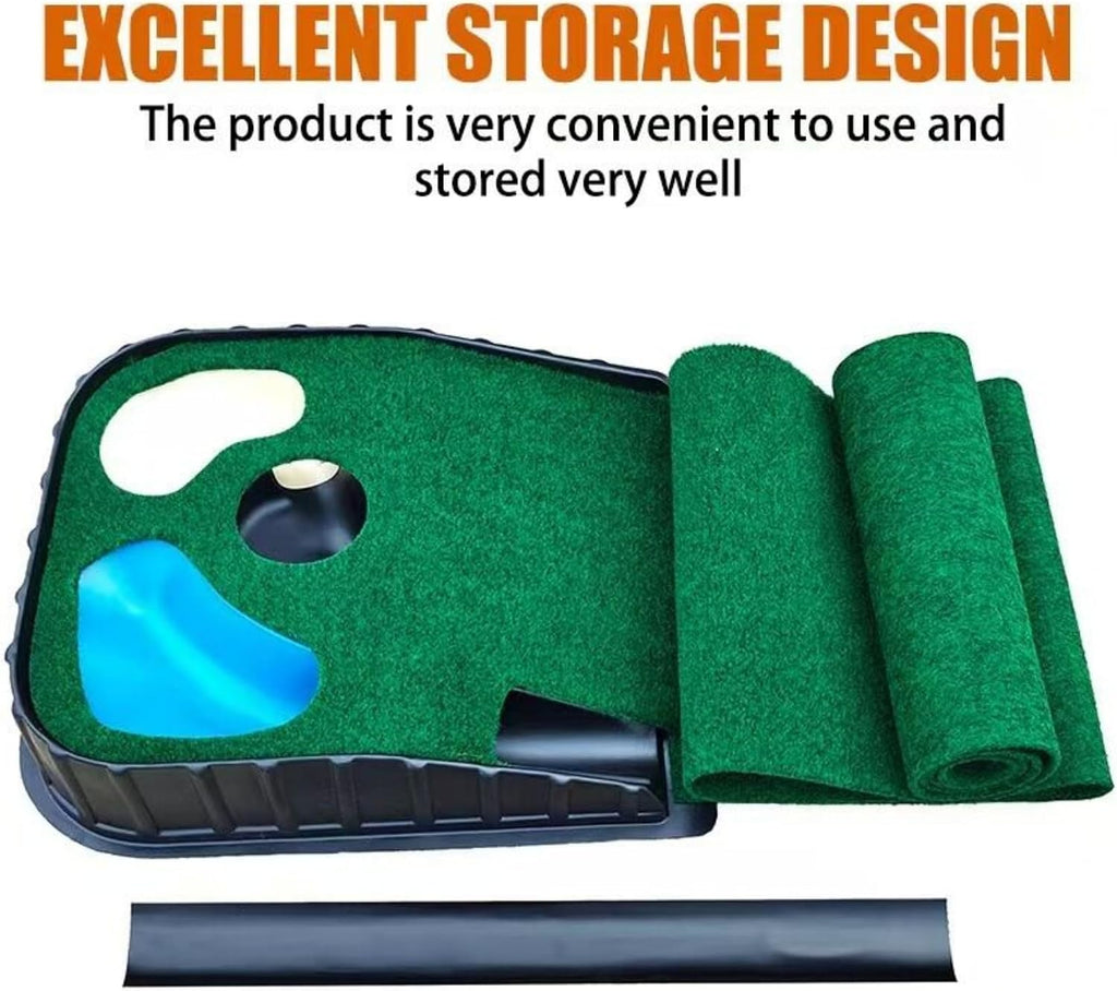 Indoor and Outdoor Golf Practice Putting Green, Portable Home Office Golf Training Mat, Includes 6 Double-Layer Golf Practice Balls