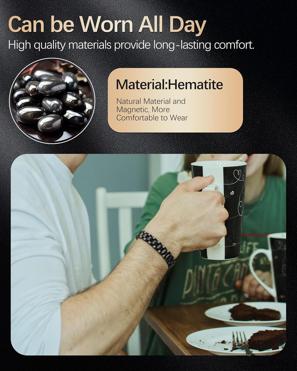 Hematite Magnetic Bracelets for Men