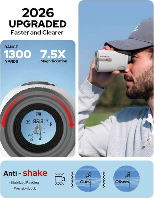 Golf Rangefinder 1300 Yards, 7.5X Magnification, Slope On/Off, Golf Gift