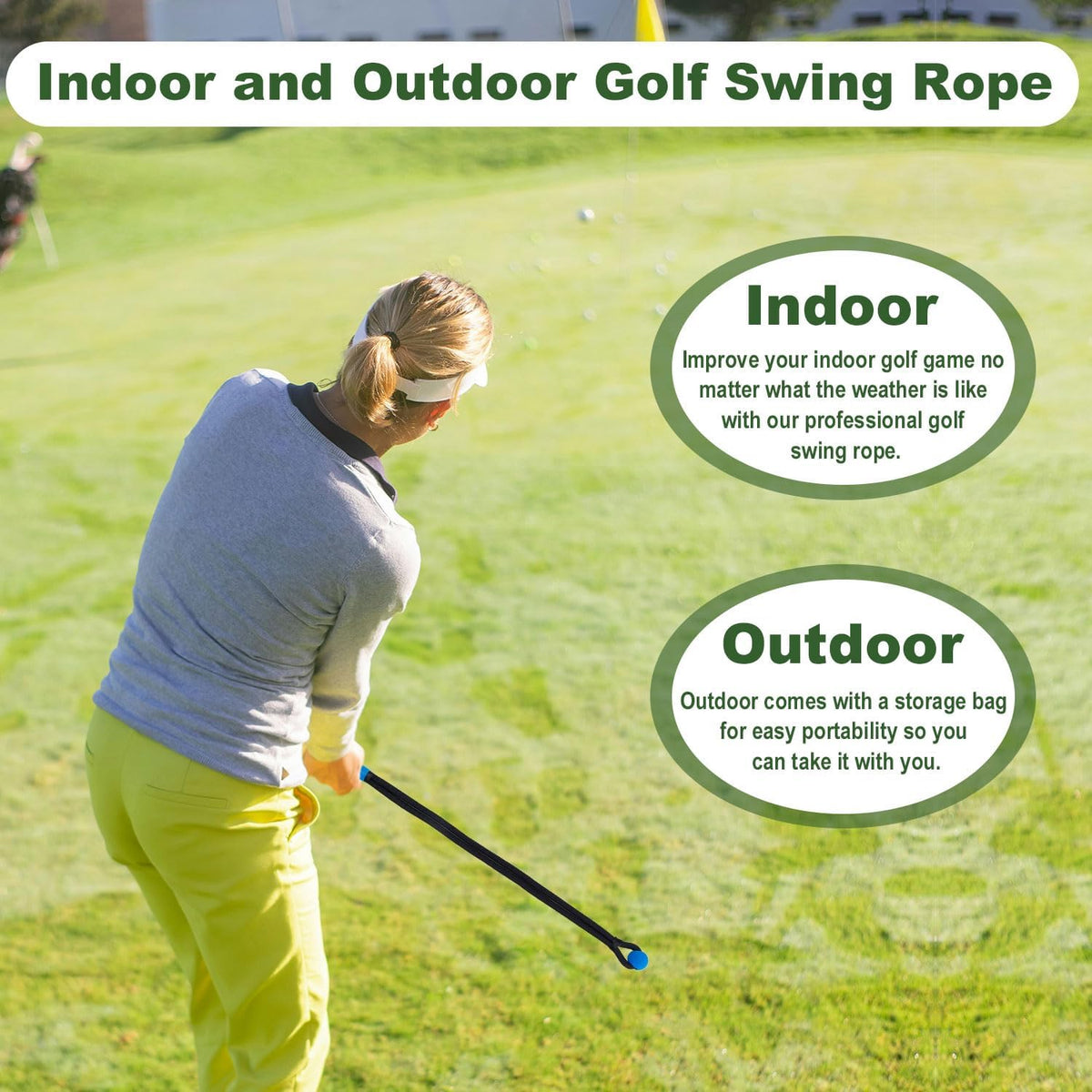 Golf Rope Swing Trainer, Rope Golf Training Aid with Storage Bag Multi-Purpose Golf Training Rope Golf Gifts Golf Rope Trainer for Strength Control Physical Training