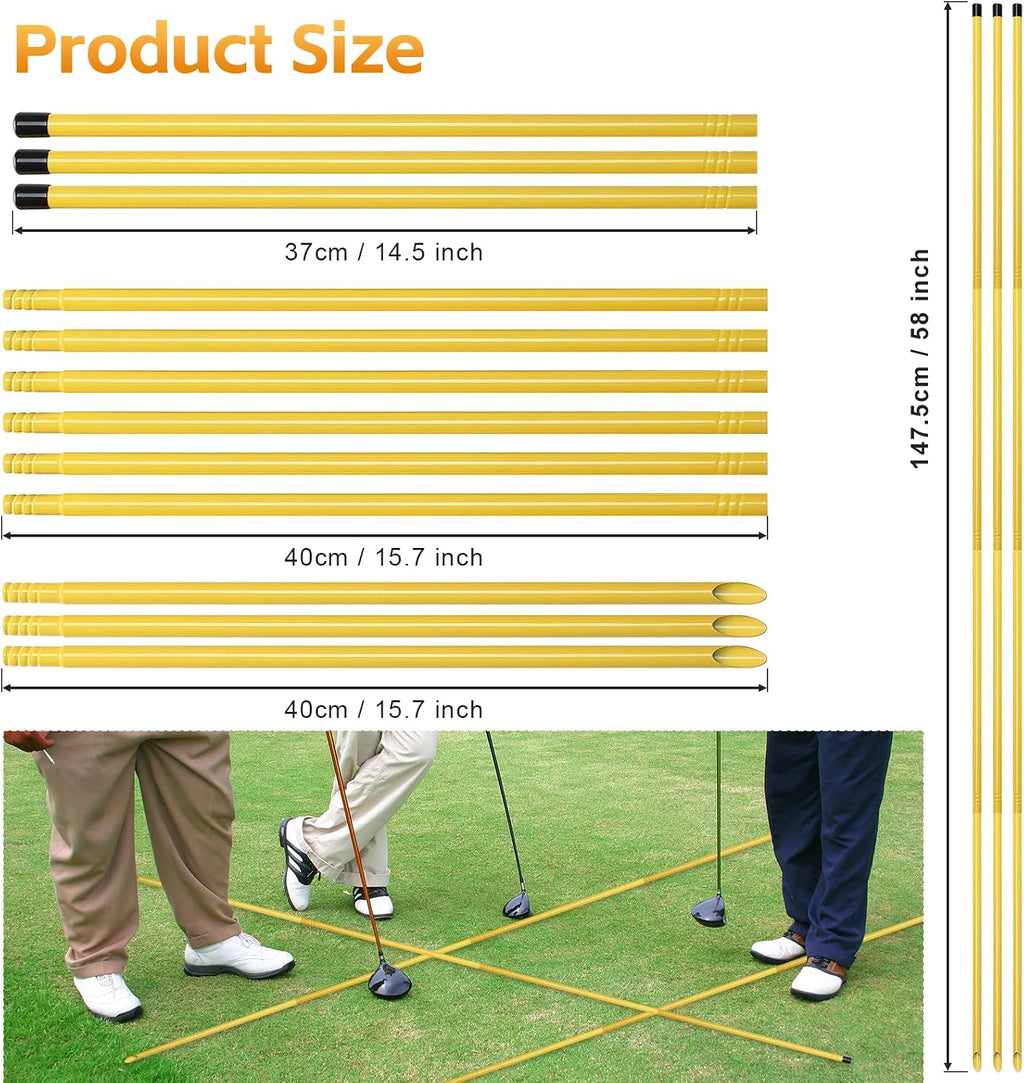 Golf Alignment Sticks 58", Golf Sticks Alignment Rods 3 Pack, Full Alignment Sticks for Golf Training, Golf Practice Swing Trainer for Aiming, Putting, Yellow
