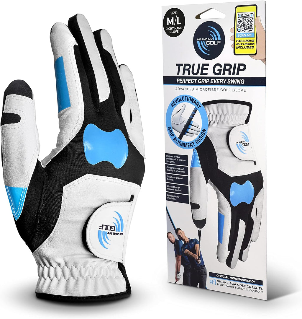 True Grip Training Golf Glove - Perfect Grip Every Swing, Includes Instructional Training Videos, Fix Your Slice and Improve Your Grip, Golf Gloves Men