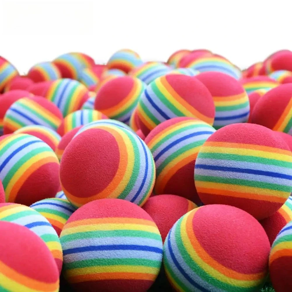 10Pcs Rainbow Stripe Foam Sponge Golf Balls Swing Practice Training Aids Ball 38Mm Indoor Practice Ball Golf Stuff Q007