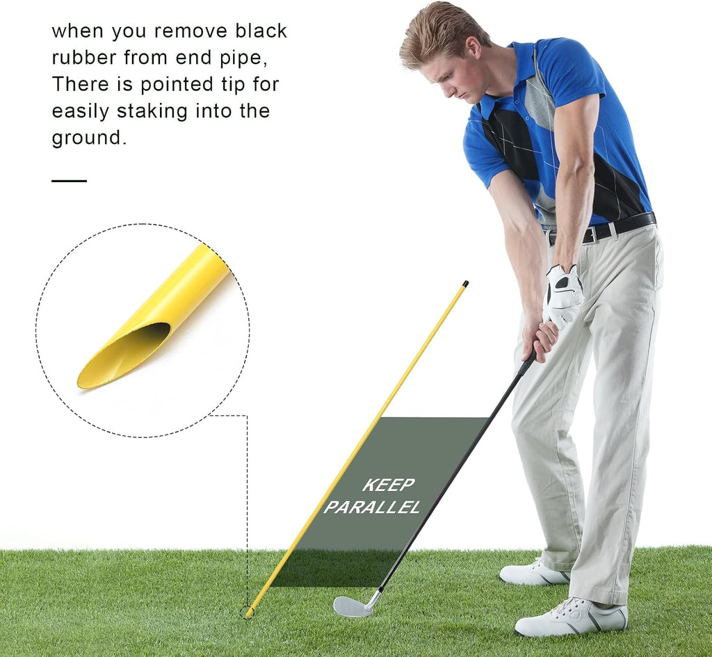 Golf Alignment Sticks 58", Golf Sticks Alignment Rods 3 Pack, Full Alignment Sticks for Golf Training, Golf Practice Swing Trainer for Aiming, Putting, Yellow