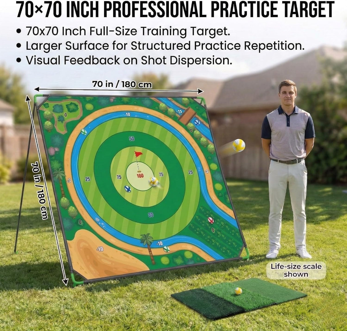 70X70 Inch Golf Chipping Game Battle Golf Extra Large Practice