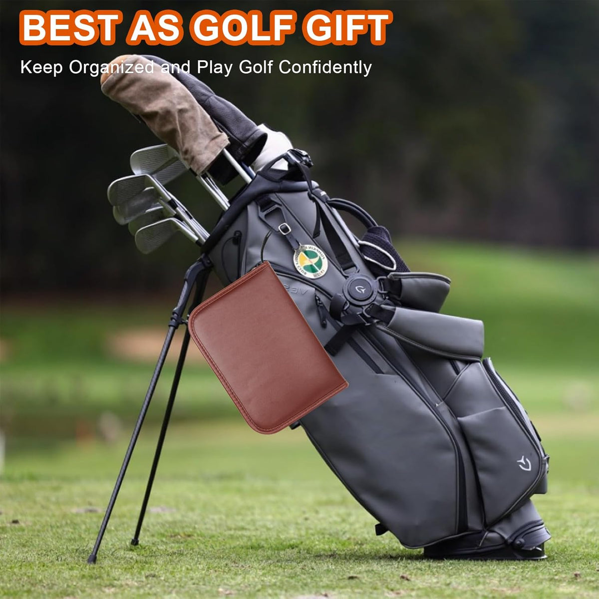 Golf Accessories Kit, Golf Stuff Set with Leather Case, Golf Balls, Golf Tees, Golf Brushes, Rangefinder, Scorer, Ball Marker, Golf Clips, Golf Divot Tool, Golf Gifts for Men Women Golfers