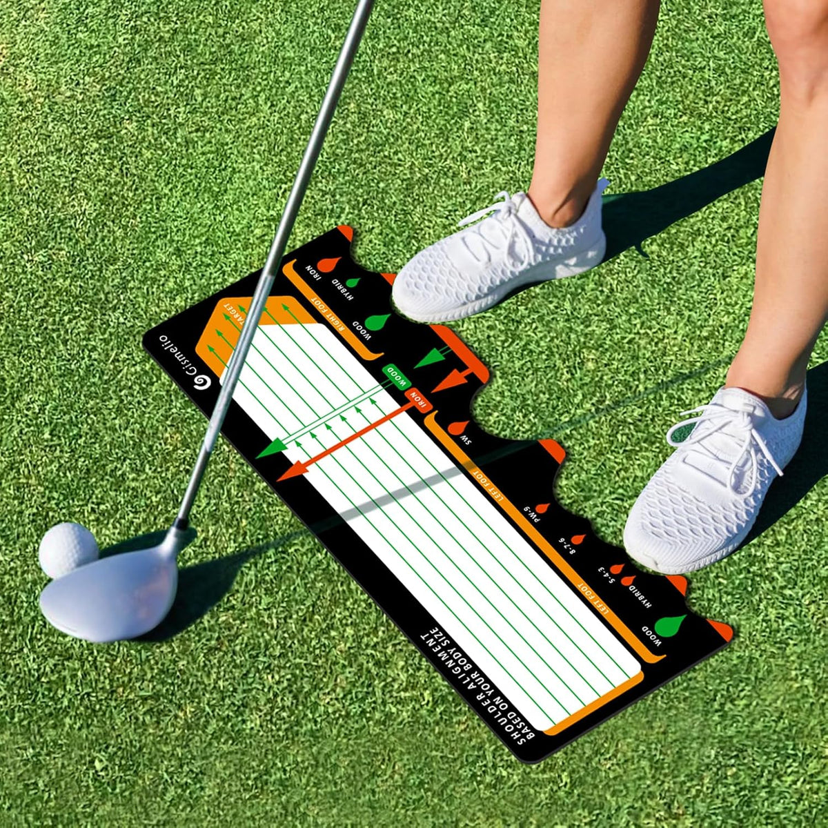 Golf Training Mat for Beginners Posture Assistance and Entry-Level Stance Corrector Trainer with Golf Training Aid