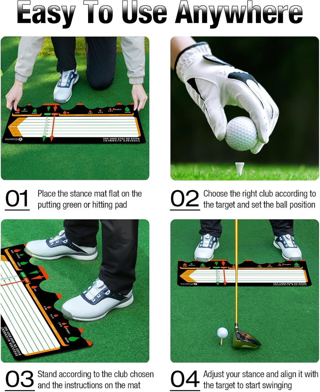 Golf Training Mat for Beginners Posture Assistance and Entry-Level Stance Corrector Trainer with Golf Training Aid