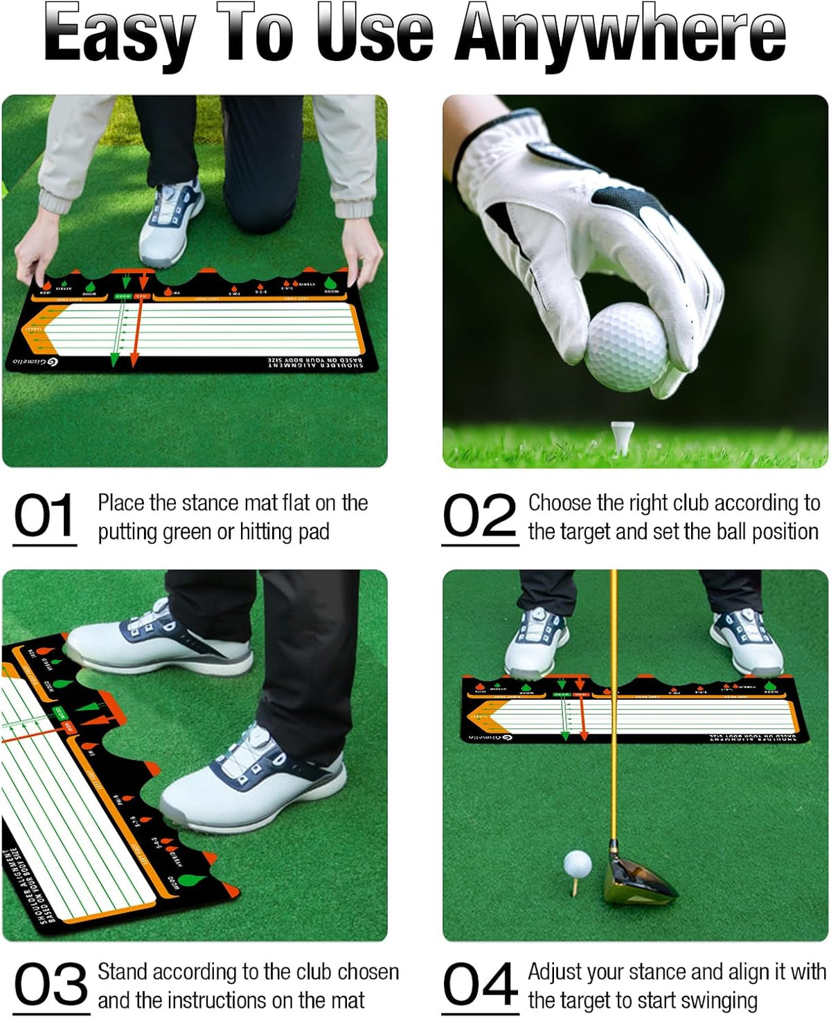 Golf Training Mat for Beginners Posture Assistance and Entry-Level Stance Corrector Trainer with Golf Training Aid