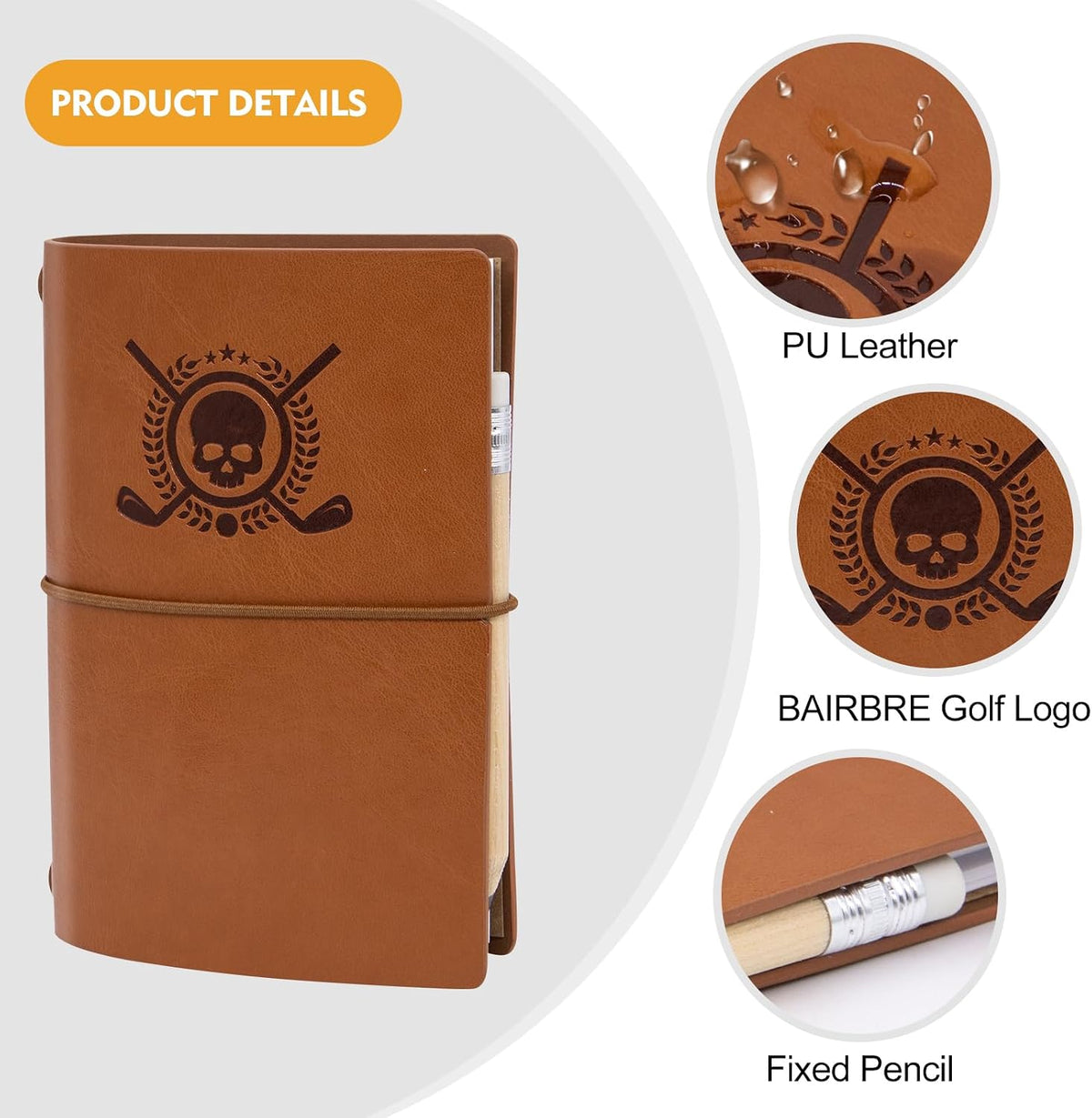 Golf Scorecard Book Leather Golf Journal Notebook with Golf Pencil Golf Yardage Book Golf Log Book Pocket Golf Score Book Golf Gift for Men&Women Sports and Outdoor Golf Club Accessories