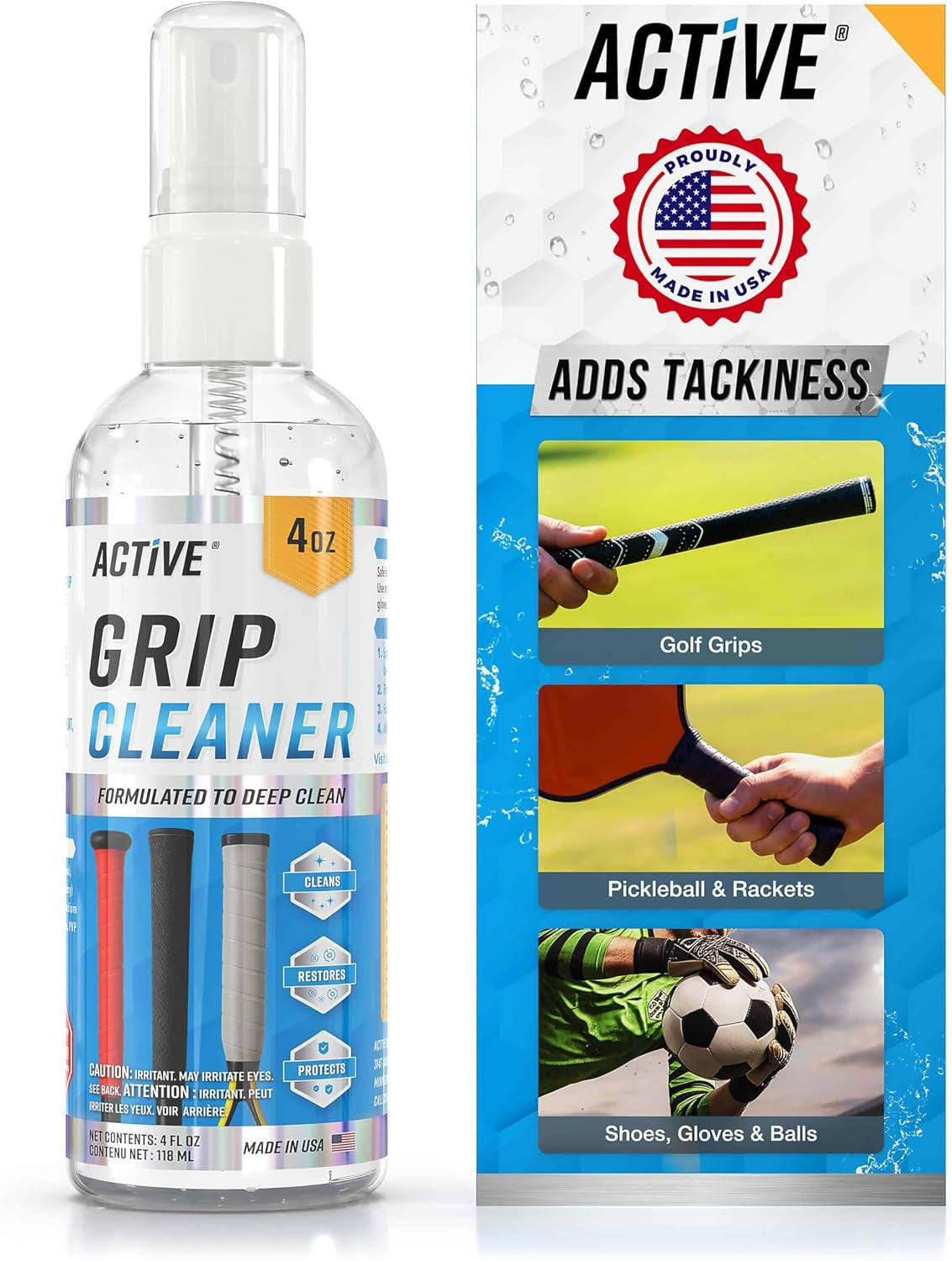 Grip Cleaner & Restore Spray - 2-In-1 Grip Spray for Basketball Shoes, Golf Club Cleaner, Pickleball Paddle Reset, Football Glove Boost, Volleyball Shoe Traction, Remove Oil, Dirt & Sweat - 4Oz