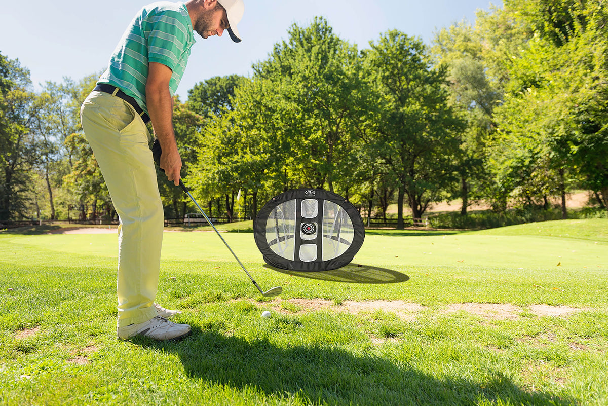 Pop-Up Golf Chipping Net with Three Target Pockets and Nylon Material