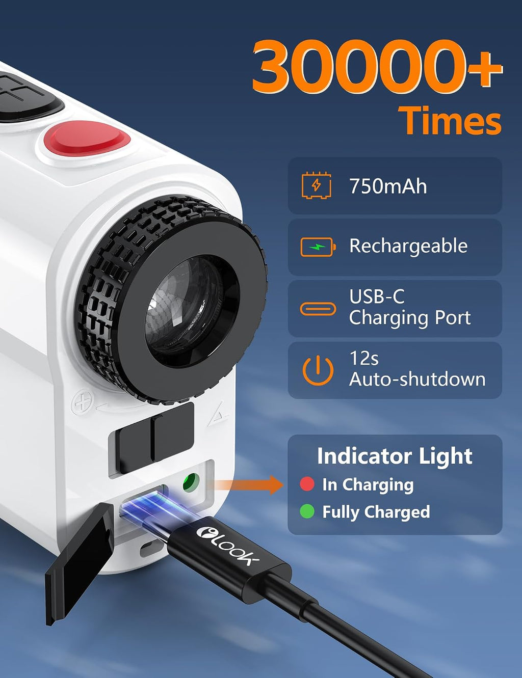 Golf Rangefinder with Slope, 760 Yards Laser Range Finder for Tournament Legal, 6X Magnification with Flag Pole Lock Vibration, for Golf Hunting, with Rechargeable Battery