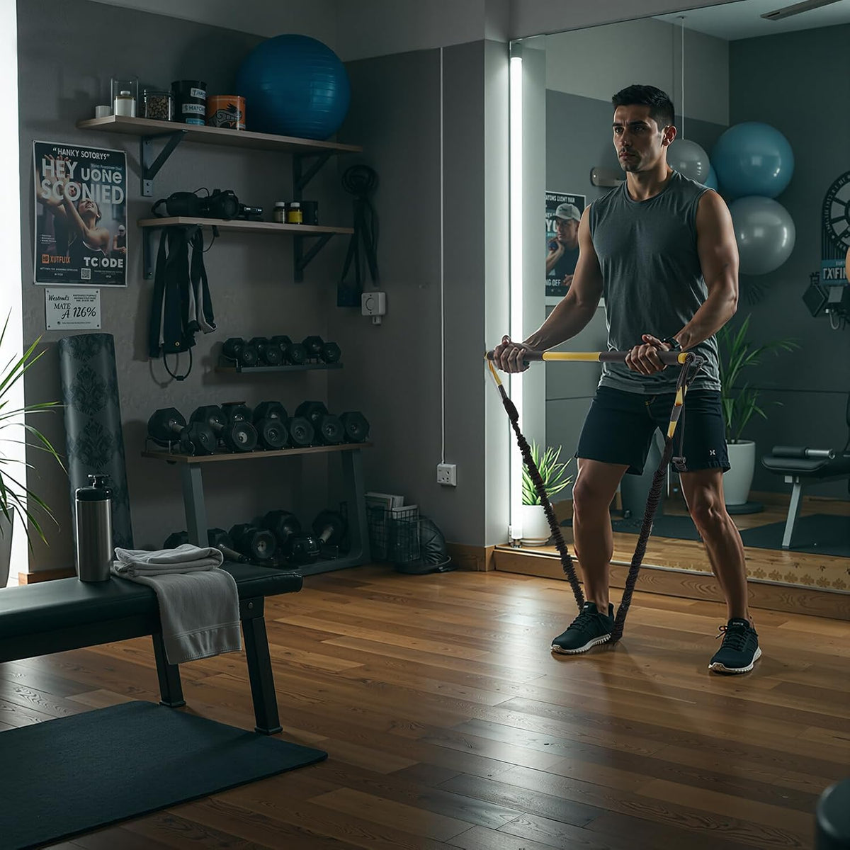 1 Set Golf Swing Trainer Set - Sport Practice Aid System for Improving Swing Mechanics Core Strength Muscle Memory - Including Training Stick, Door Anchor, Resistance Band & Safety Strap