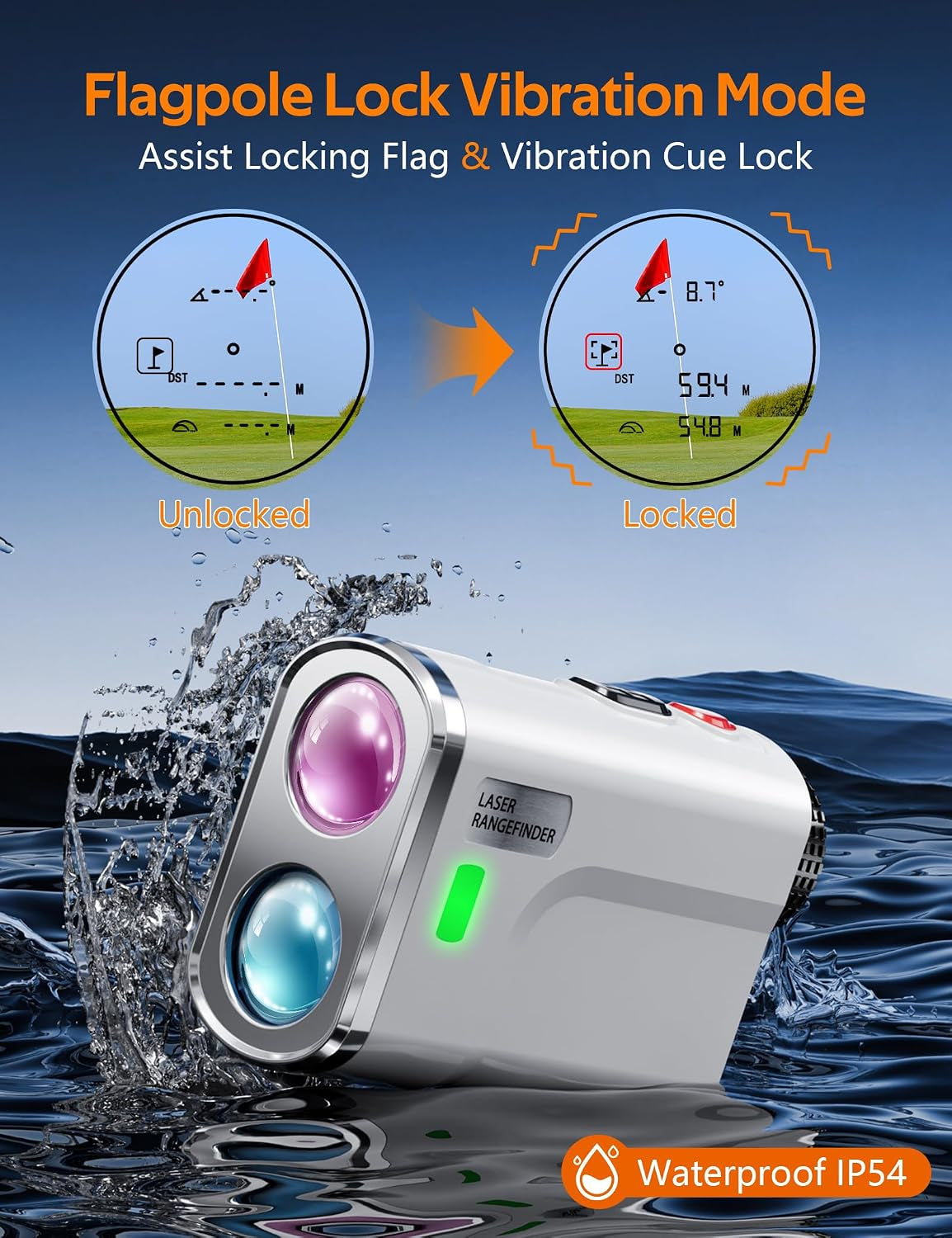 Golf Rangefinder with Slope, 760 Yards Laser Range Finder for Tournament Legal, 6X Magnification with Flag Pole Lock Vibration, for Golf Hunting, with Rechargeable Battery