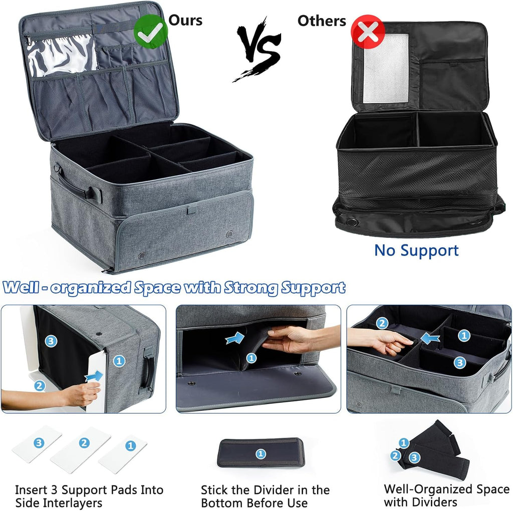 Upgraded Trunk Organizer - Separate Compartment for 2 Pair Shoes, Car Locker Organizer for Golf Balls, Gloves, Accessories