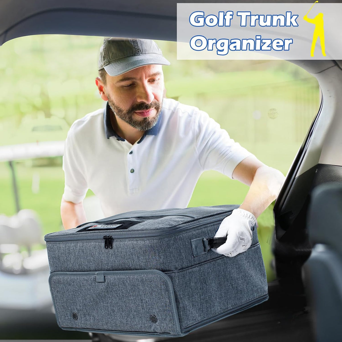Upgraded Trunk Organizer - Separate Compartment for 2 Pair Shoes, Car Locker Organizer for Golf Balls, Gloves, Accessories