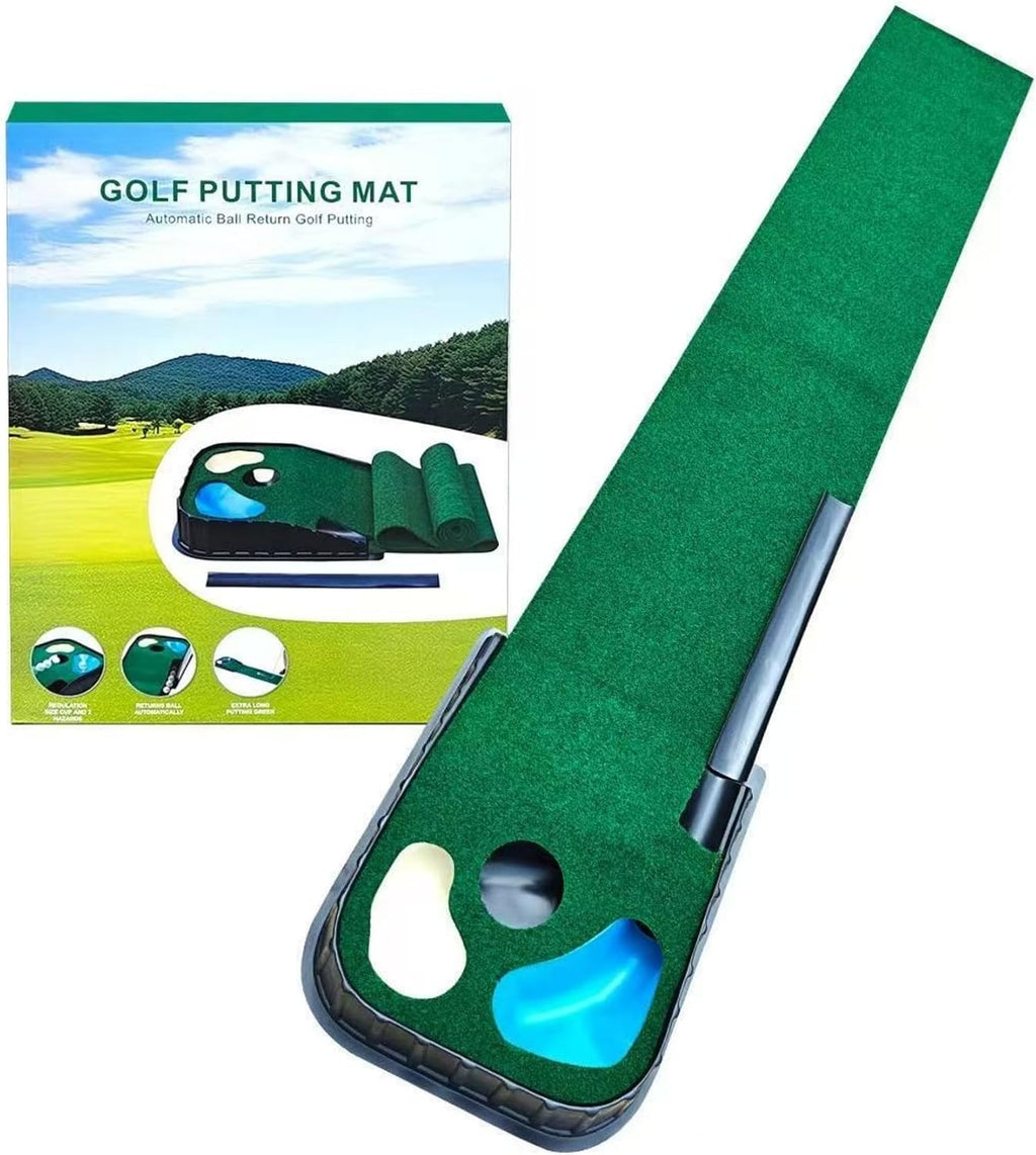 Indoor and Outdoor Golf Practice Putting Green, Portable Home Office Golf Training Mat, Includes 6 Double-Layer Golf Practice Balls