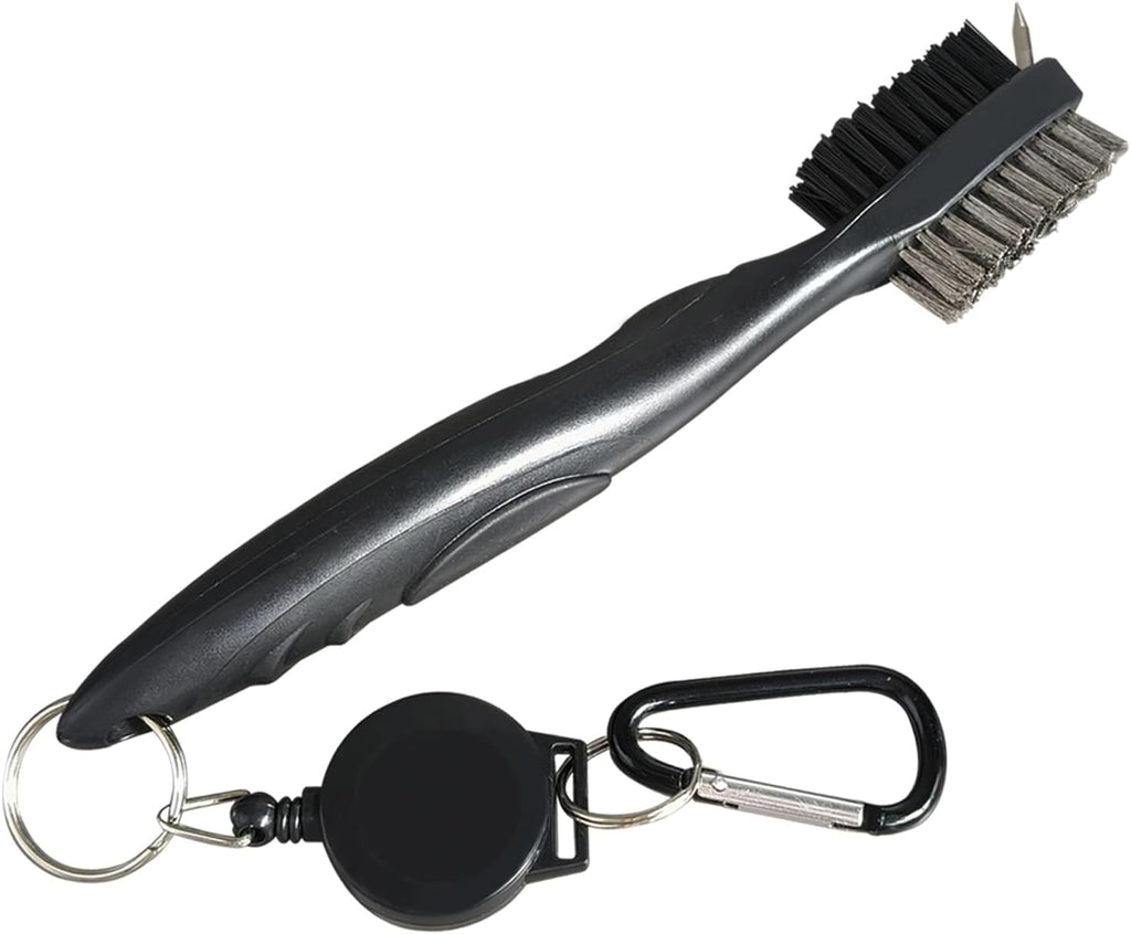 Golf Club Brush and Club Groove Cleaning Brush Nylon Steel Wire Double-Sided Golf Cleaning Brush, This Is a Must-Have Golf Accessory for Golf Enthusiasts (Black)