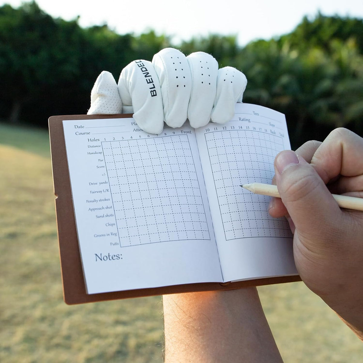 Golf Scorecard Book Leather Golf Journal Notebook with Golf Pencil Golf Yardage Book Golf Log Book Pocket Golf Score Book Golf Gift for Men&Women Sports and Outdoor Golf Club Accessories