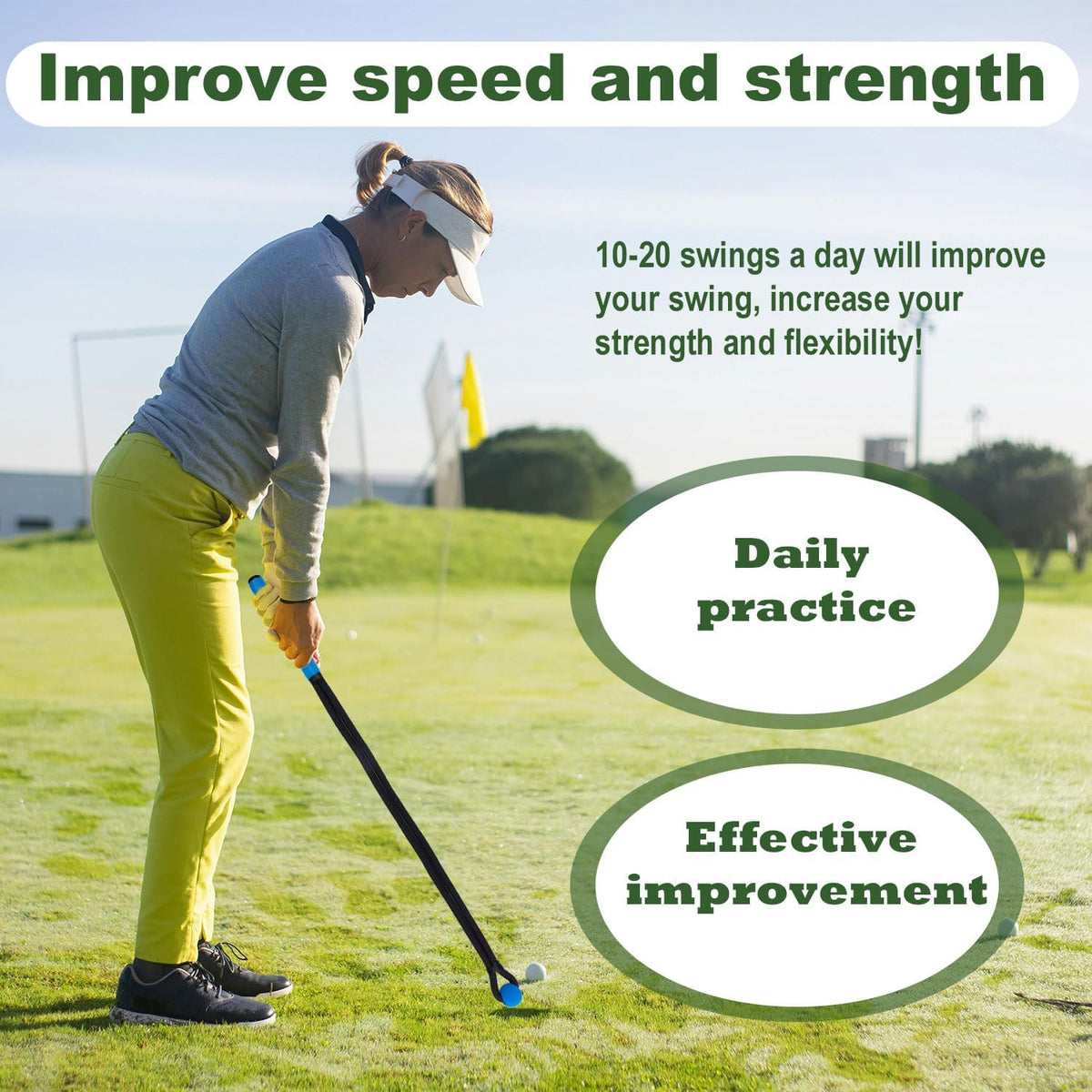 Golf Rope Swing Trainer, Rope Golf Training Aid with Storage Bag Multi-Purpose Golf Training Rope Golf Gifts Golf Rope Trainer for Strength Control Physical Training