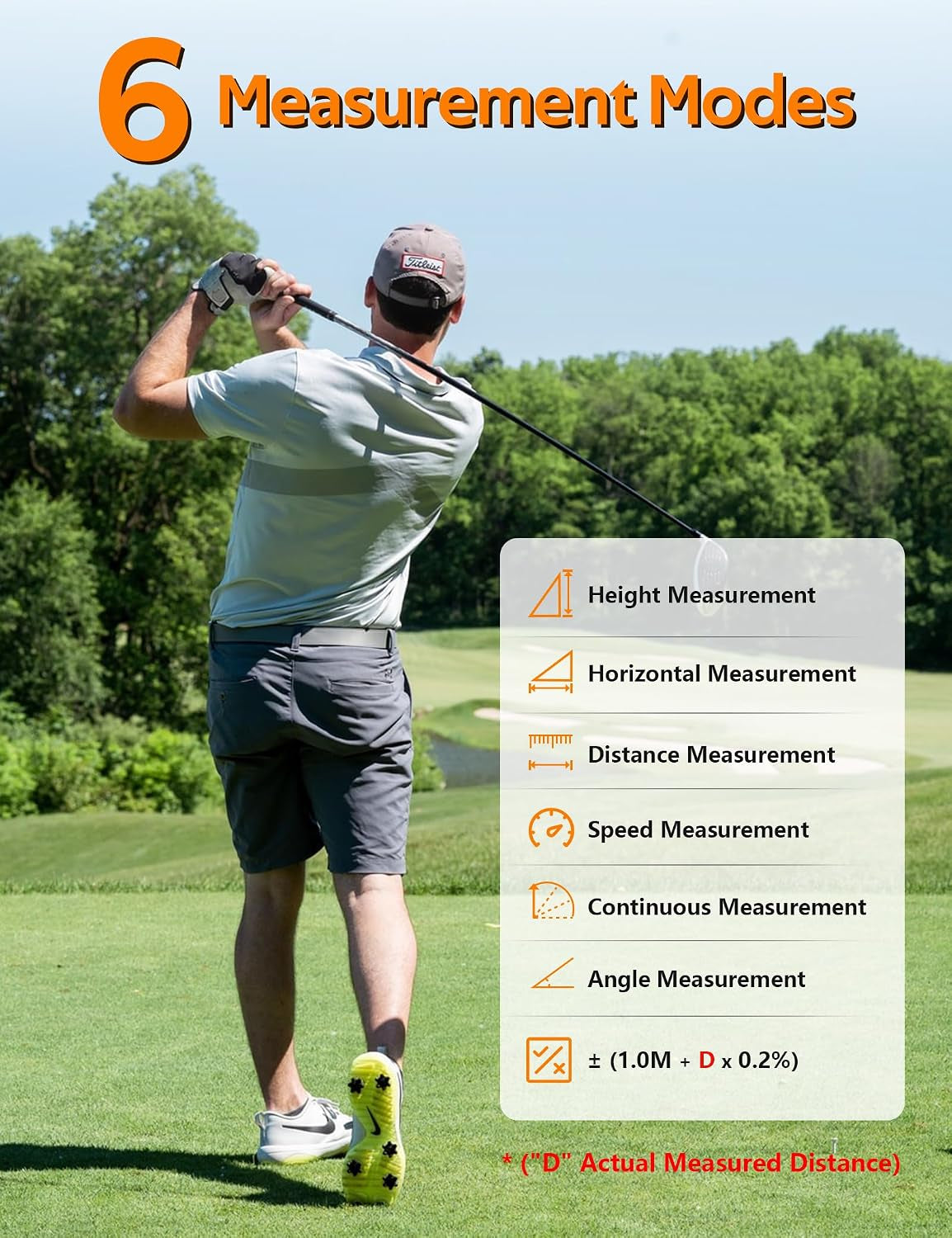 Golf Rangefinder with Slope, 760 Yards Laser Range Finder for Tournament Legal, 6X Magnification with Flag Pole Lock Vibration, for Golf Hunting, with Rechargeable Battery