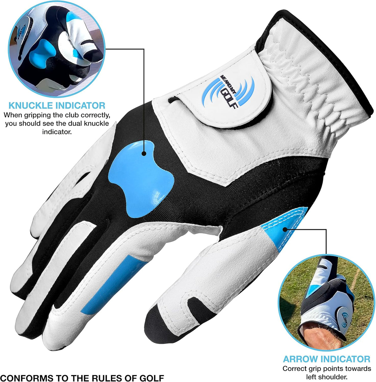 True Grip Training Golf Glove - Perfect Grip Every Swing, Includes Instructional Training Videos, Fix Your Slice and Improve Your Grip, Golf Gloves Men