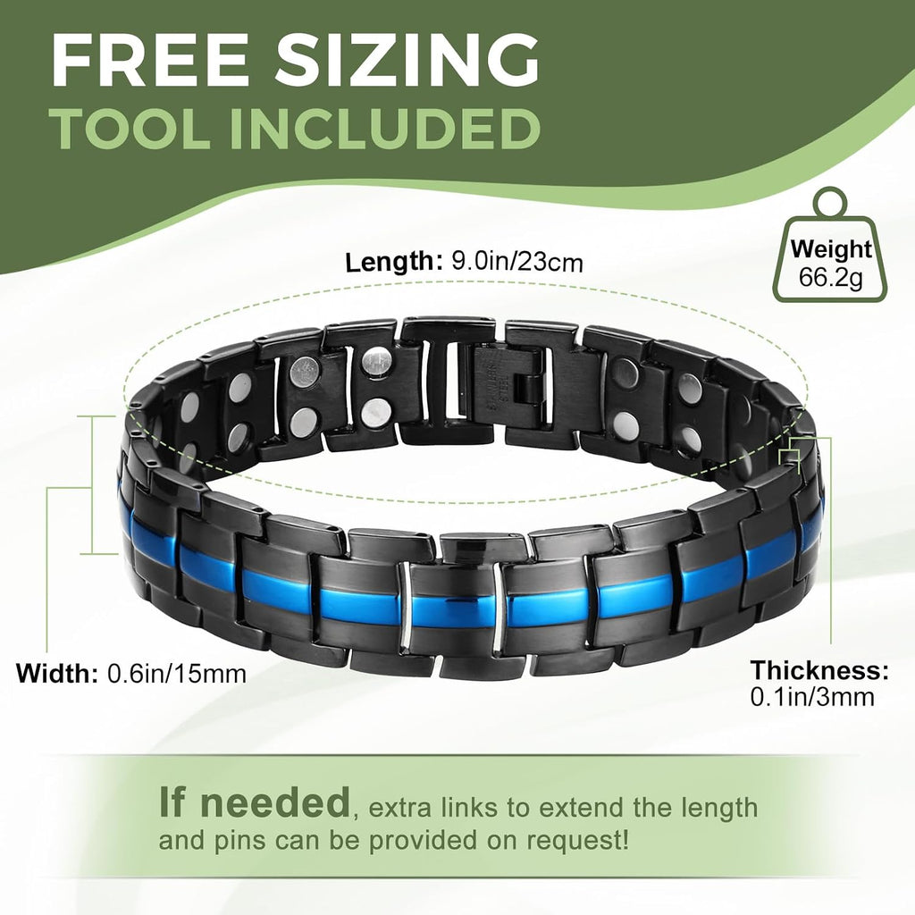 Magnetic Bracelets for Men, Ultra Strength Magnetic Therapy Bracelet for Men, Adjustable Jewelry Gift with Sizing Tool