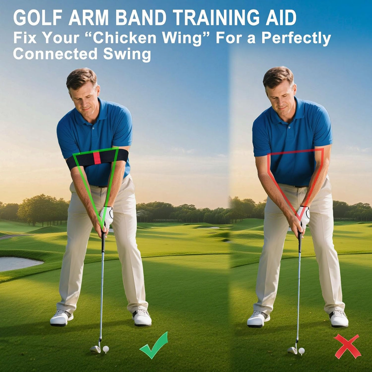 Golf Arm Band Training Aid, Elastic Swing Trainer, Golf Connection Band