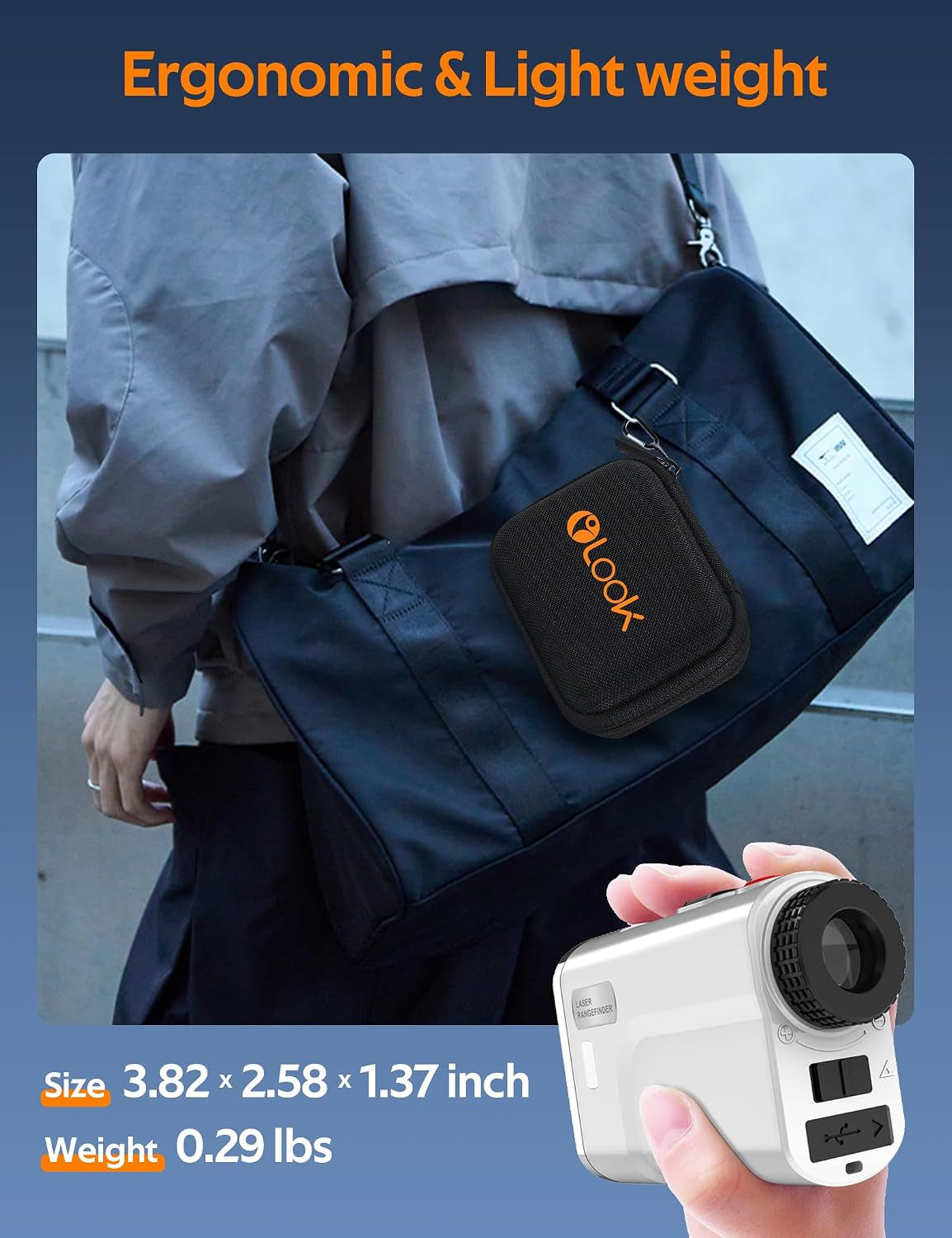Golf Rangefinder with Slope, 760 Yards Laser Range Finder for Tournament Legal, 6X Magnification with Flag Pole Lock Vibration, for Golf Hunting, with Rechargeable Battery