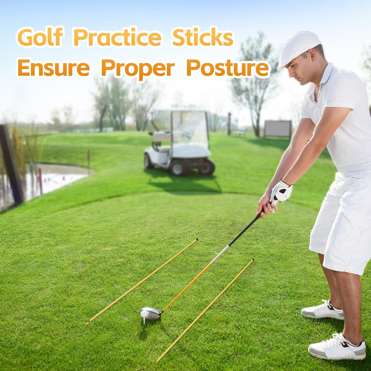 Golf Alignment Sticks 58", Golf Sticks Alignment Rods 3 Pack, Full Alignment Sticks for Golf Training, Golf Practice Swing Trainer for Aiming, Putting, Yellow