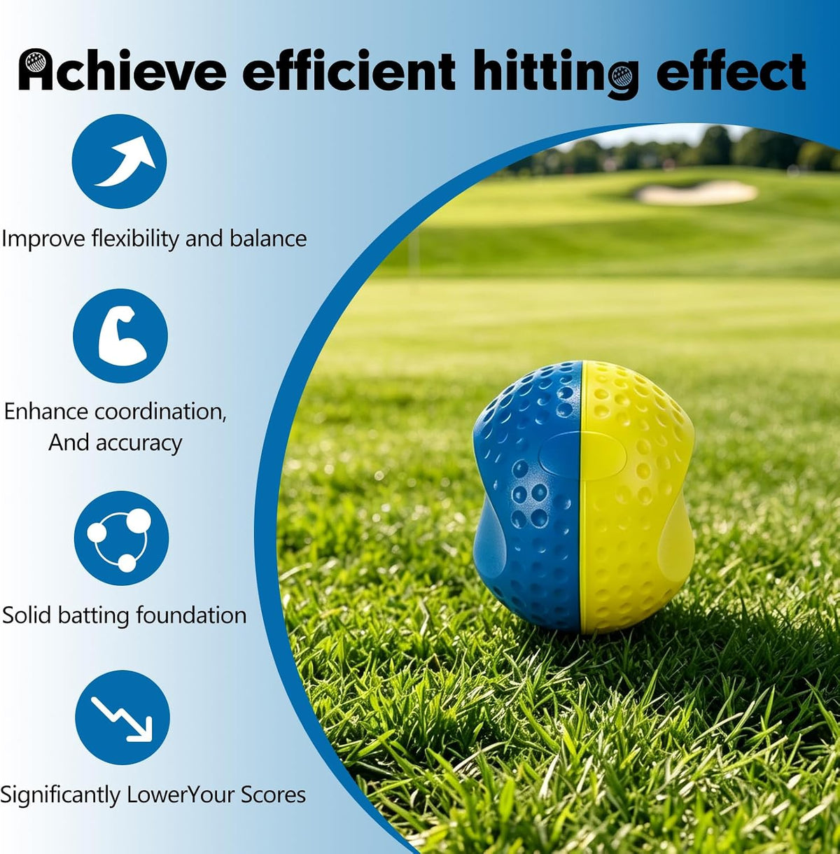 Golf Training Aid Ball, Golf Training Ball between Arms Optimize Impact Accuracy and Swing, Fix Slicing, Scooping & Chicken Wing, Make Training Efficient Golf Swing Trainer