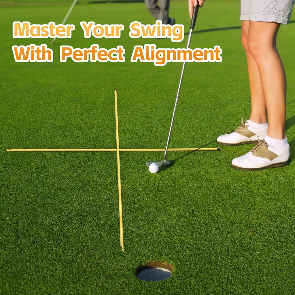Golf Alignment Sticks 58", Golf Sticks Alignment Rods 3 Pack, Full Alignment Sticks for Golf Training, Golf Practice Swing Trainer for Aiming, Putting, Yellow