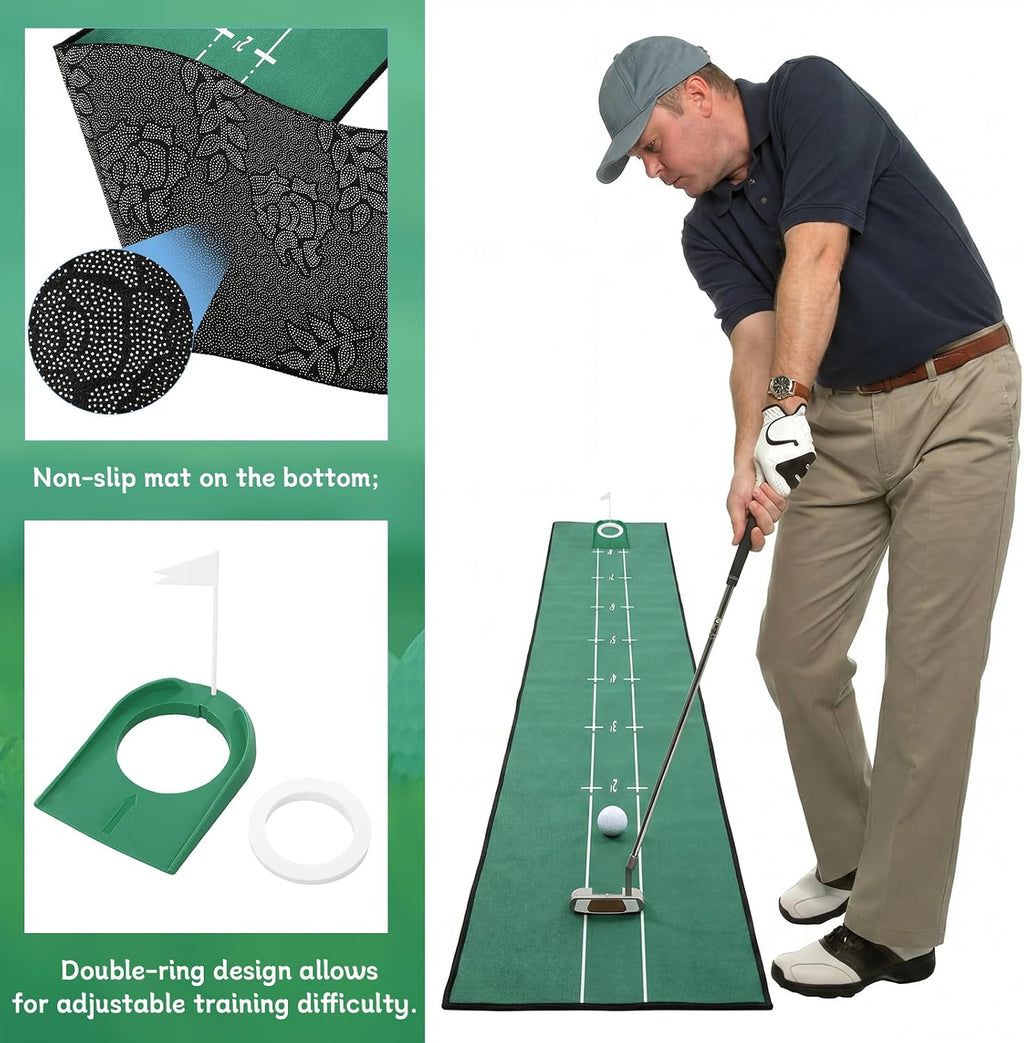 11 Inch Golf Putting Mat, 1/2 Pcs Training Aid