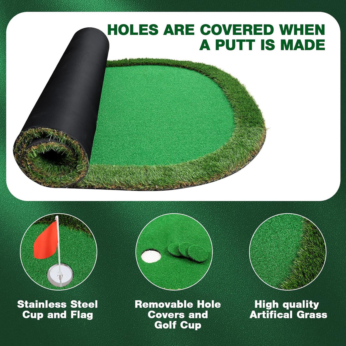 Indoor Putting Green,5X10Ft Thickening Large Golf Turf Putting Mat